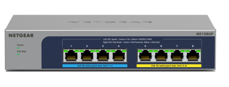 606449156898 - Netgear MS108UP 8-Port 2.5G PoE Compliant Network Switch